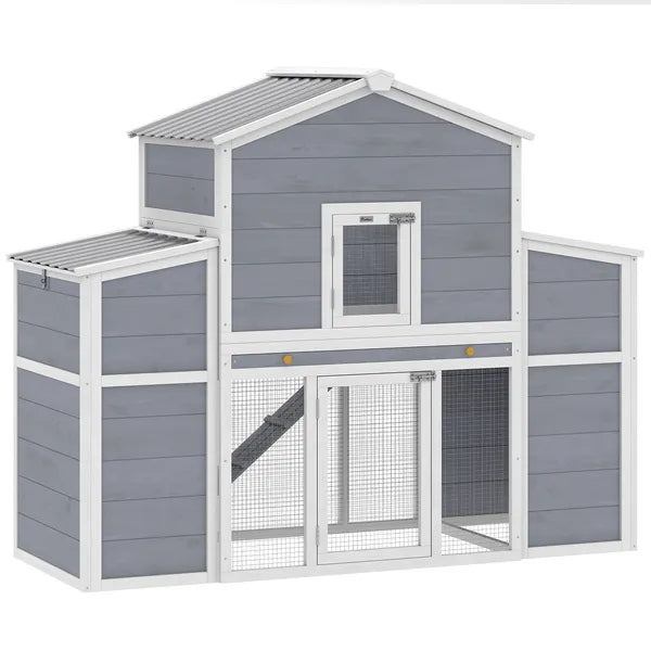 66.5" Large Chicken Coop, Wooden Chicken House with 2 Nesting Boxes, Sliding Tray and Ramp, for Backyard Farm - product image 11