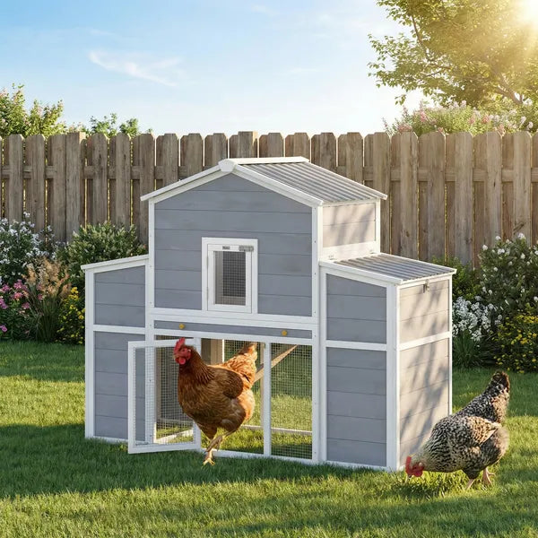 66.5" Large Chicken Coop, Wooden Chicken House with 2 Nesting Boxes, Sliding Tray and Ramp, for Backyard Farm - product image 2