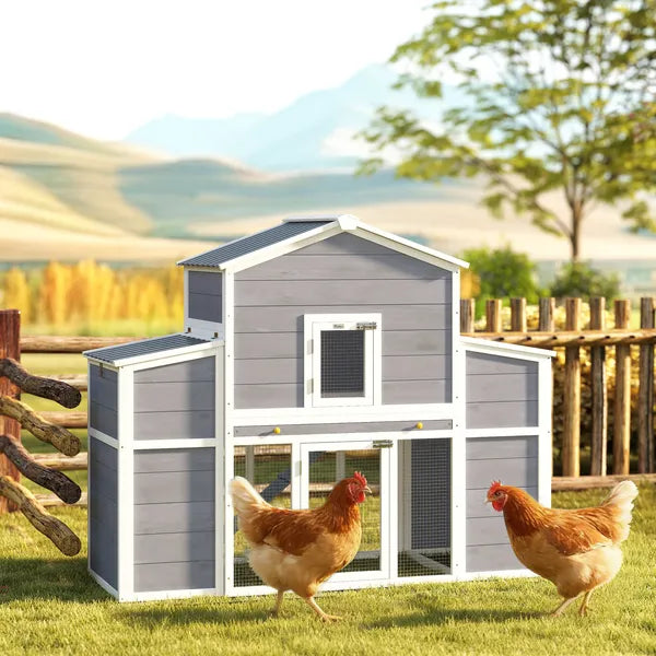 66.5" Large Chicken Coop, Wooden Chicken House with 2 Nesting Boxes, Sliding Tray and Ramp, for Backyard Farm - product image 10