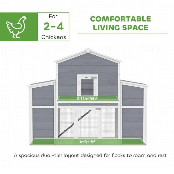 66.5" Large Chicken Coop, Wooden Chicken House with 2 Nesting Boxes, Sliding Tray and Ramp, for Backyard Farm - product image 4