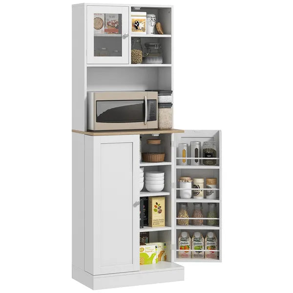 67 Inch Freestanding Pantry, Kitchen Hutch Cabinet with Glass Doors and Adjustable Shelves, Microwave Cabinet for Dining Room, White - product image 11