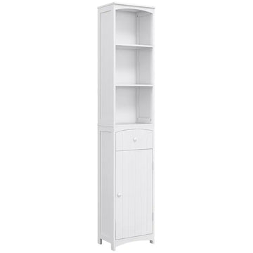 HOMCOM 67 Inch Bathroom Storage Cabinet Free Standing Tall Linen Tower 3-Tier Shelves Drawer White - product image 1