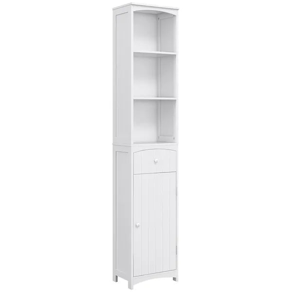 HOMCOM 67 Inch Bathroom Storage Cabinet Free Standing Tall Linen Tower 3-Tier Shelves Drawer White - product image 1