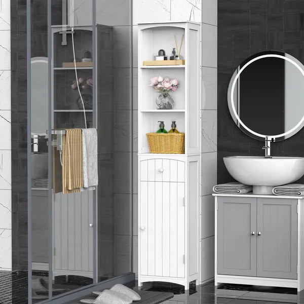HOMCOM 67 Inch Bathroom Storage Cabinet Free Standing Tall Linen Tower 3-Tier Shelves Drawer White - product image 11