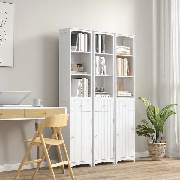 HOMCOM 67 Inch Bathroom Storage Cabinet Free Standing Tall Linen Tower 3-Tier Shelves Drawer White - product image 9