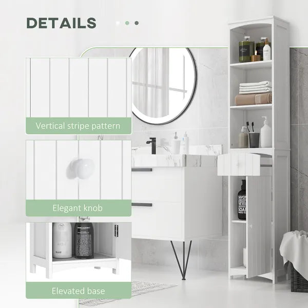 HOMCOM 67 Inch Bathroom Storage Cabinet Free Standing Tall Linen Tower 3-Tier Shelves Drawer White - product image 5