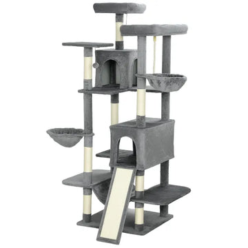 PawHut 69 Inch Cat Tree, Multi-Level Cat Tower with 2 Condos and 3 Hammocks, 8 Scratching Posts, for Multiple Cats, Dark Gray - product image 1