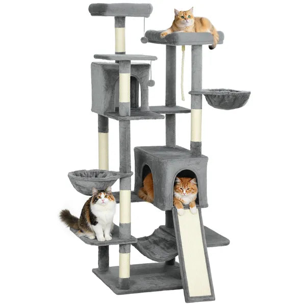 PawHut 69 Inch Cat Tree, Multi-Level Cat Tower with 2 Condos and 3 Hammocks, 8 Scratching Posts, for Multiple Cats, Dark Gray - product image 11
