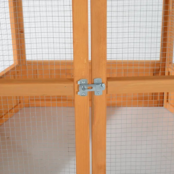 69" Large Wooden Bird Aviary Hexagonal Outdoor Aviary Flight Bird Cage With Covered Roof, Brown - product image 6
