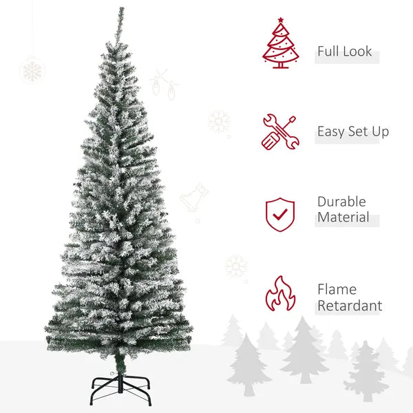 HOMCOM 6 Ft Artificial Snow Flocked Christmas Tree with Foldable Steel Stand Home Indoor Decoration Green - product image 4