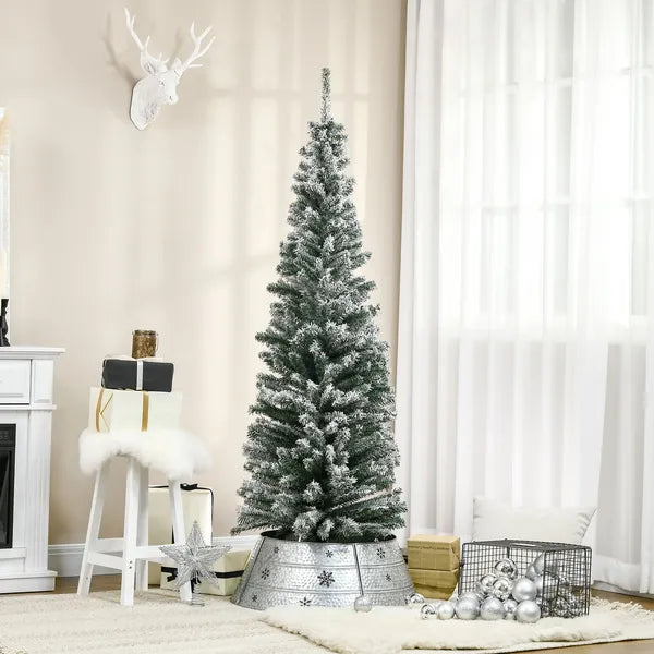 HOMCOM 6 Ft Artificial Snow Flocked Christmas Tree with Foldable Steel Stand Home Indoor Decoration Green - product image 10