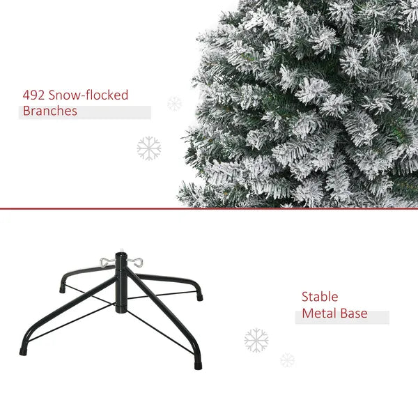 HOMCOM 6 Ft Artificial Snow Flocked Christmas Tree with Foldable Steel Stand Home Indoor Decoration Green - product image 7