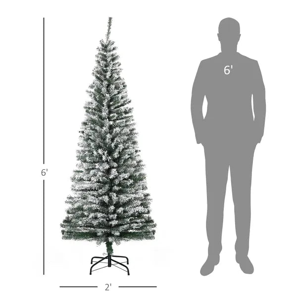 HOMCOM 6 Ft Artificial Snow Flocked Christmas Tree with Foldable Steel Stand Home Indoor Decoration Green - product image 3