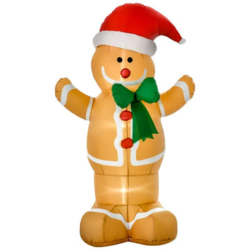 HOMCOM 6ft Christmas Inflatable Gingerbread Man, Outdoor Blow-Up Yard Decoration with LED Lights Display - product image 1