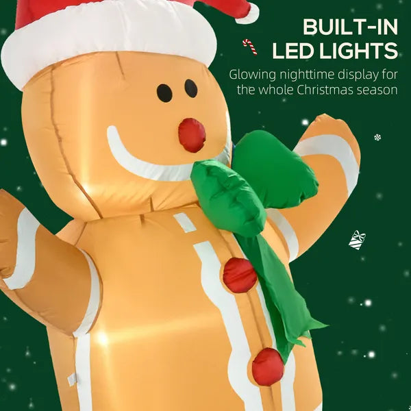 HOMCOM 6ft Christmas Inflatable Gingerbread Man, Outdoor Blow-Up Yard Decoration with LED Lights Display - product image 4