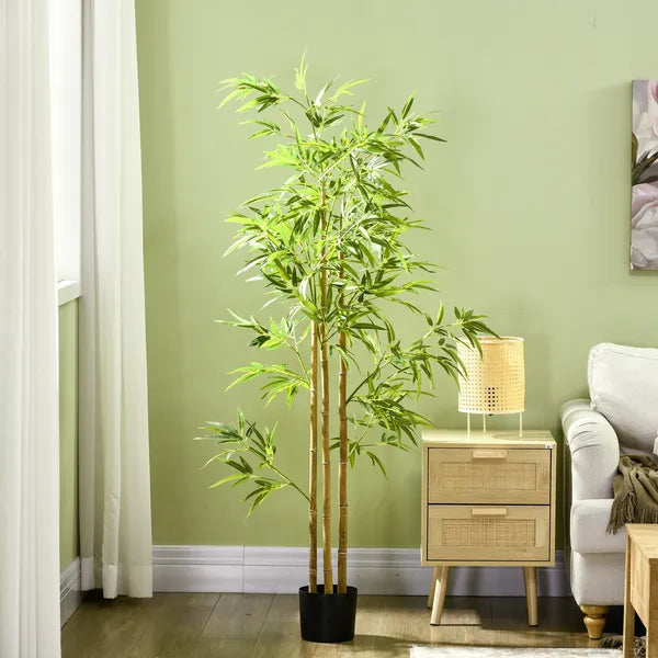 HOMCOM 6ft Fake Bamboo Tree Indoor Outdoor Artificial Plant with Pot for Home Office Living Room Decor - product image 7