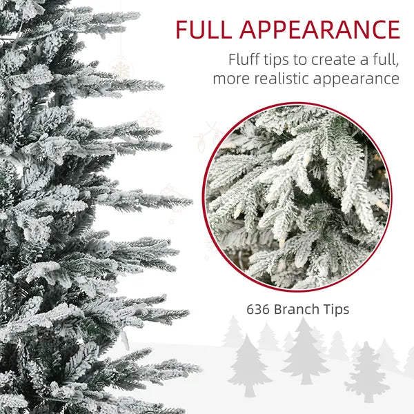 HOMCOM 6ft Pre-Lit Flocked Christmas Tree with Snow Branches Warm Yellow Lights Auto Open for Festive Atmosphere - product image 5