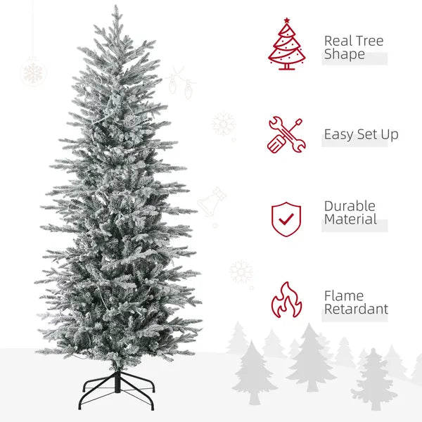 HOMCOM 6ft Pre-Lit Flocked Christmas Tree with Snow Branches Warm Yellow Lights Auto Open for Festive Atmosphere - product image 4