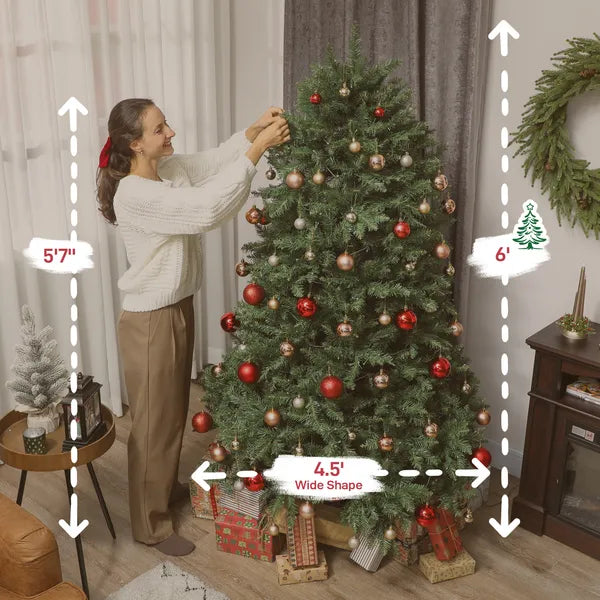 HOMCOM 6ft Prelit Christmas Tree with Full-Spectrum LEDs, Smart App Control, Wide Full Hinged Xmas Tree, Easy Assembly - product image 3