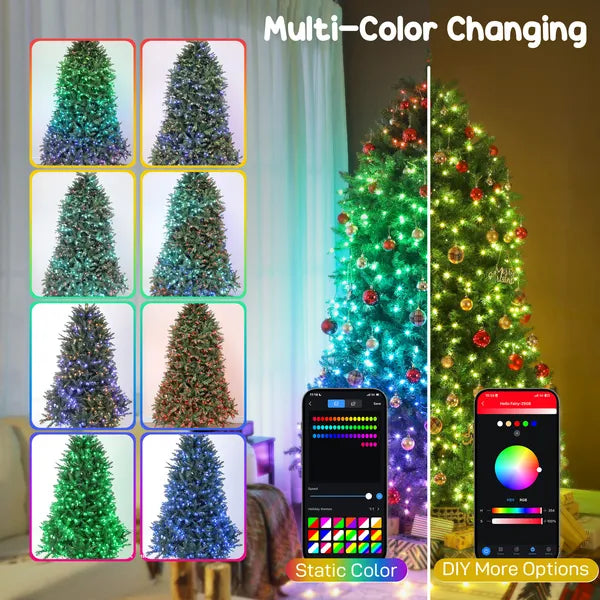 HOMCOM 6ft Prelit Christmas Tree with Full-Spectrum LEDs, Smart App Control, Wide Full Hinged Xmas Tree, Easy Assembly - product image 5