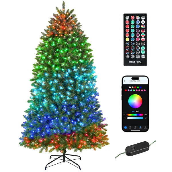 HOMCOM 6ft Prelit Christmas Tree with Full-Spectrum LEDs, Smart App Control, Wide Full Hinged Xmas Tree, Easy Assembly - product image 11