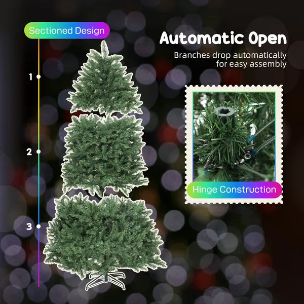HOMCOM 6ft Prelit Christmas Tree with Full-Spectrum LEDs, Smart App Control, Wide Full Hinged Xmas Tree, Easy Assembly - product image 9
