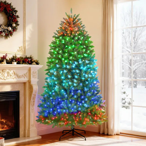 HOMCOM 6ft Prelit Christmas Tree with Full-Spectrum LEDs, Smart App Control, Wide Full Hinged Xmas Tree, Easy Assembly - product image 10