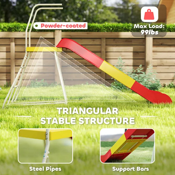 6ft Slide for Kids, Metal Freestanding Playground Equipment with Climbing Ladder, for Backyard, Outdoor, Indoor, Red - product image 5