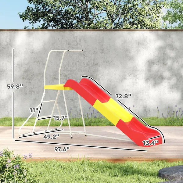 6ft Slide for Kids, Metal Freestanding Playground Equipment with Climbing Ladder, for Backyard, Outdoor, Indoor, Red - product image 3