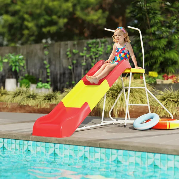 6ft Slide for Kids, Metal Freestanding Playground Equipment with Climbing Ladder, for Backyard, Outdoor, Indoor, Red - product image 2