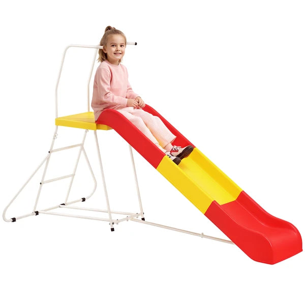 6ft Slide for Kids, Metal Freestanding Playground Equipment with Climbing Ladder, for Backyard, Outdoor, Indoor, Red - product image 11