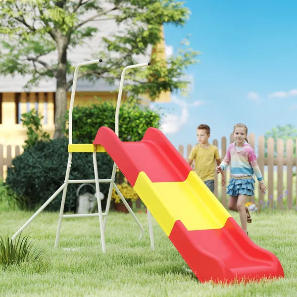 6ft Slide for Kids, Metal Freestanding Playground Equipment with Climbing Ladder, for Backyard, Outdoor, Indoor, Red - product image 10