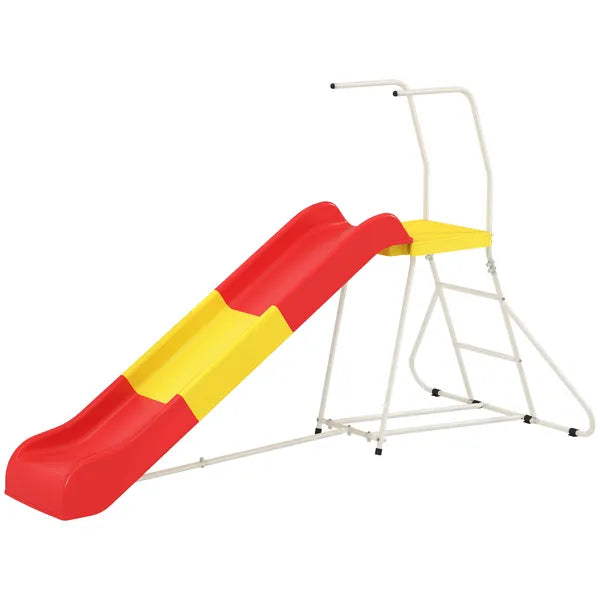 6ft Slide for Kids, Metal Freestanding Playground Equipment with Climbing Ladder, for Backyard, Outdoor, Indoor, Red - product image 1