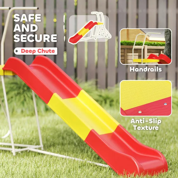 6ft Slide for Kids, Metal Freestanding Playground Equipment with Climbing Ladder, for Backyard, Outdoor, Indoor, Red - product image 6
