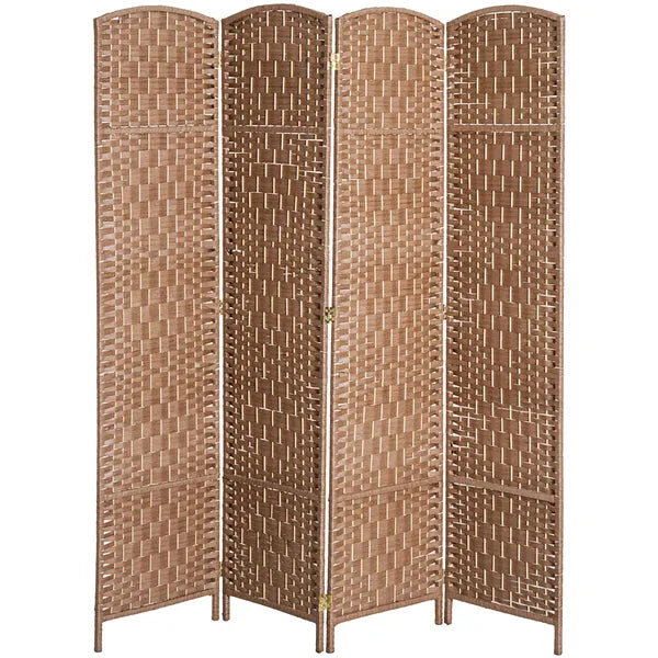 HOMCOM 6FT Tall 4-Panel Wicker Weave Room Divider, Folding Privacy Screen, Portable Partition for Bedroom and Home Office, Natural - product image 11