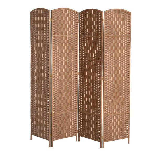 HOMCOM 6FT Tall 4-Panel Wicker Weave Room Divider, Folding Privacy Screen, Portable Partition for Bedroom and Home Office, Natural - product image 1