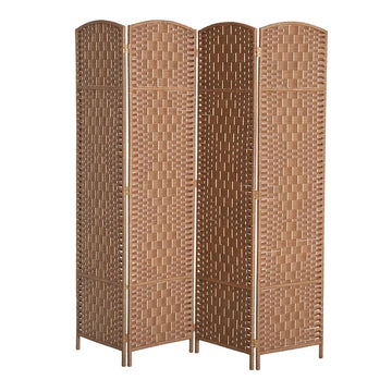 HOMCOM 6FT Tall 4-Panel Wicker Weave Room Divider, Folding Privacy Screen, Portable Partition for Bedroom and Home Office, Natural - product image 1