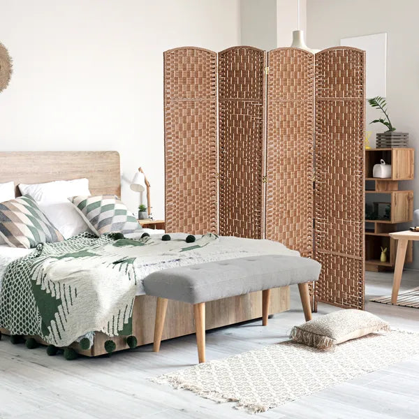 HOMCOM 6FT Tall 4-Panel Wicker Weave Room Divider, Folding Privacy Screen, Portable Partition for Bedroom and Home Office, Natural - product image 10