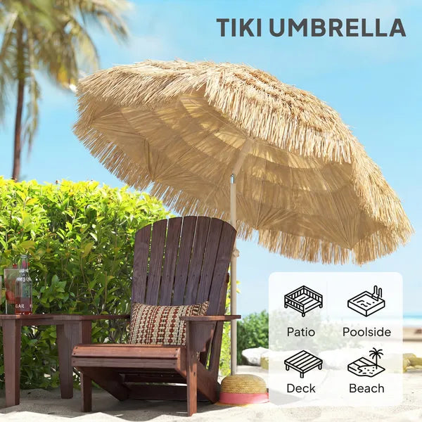 Outsunny 6 Ft Tiki Umbrella, Outdoor Hawaiian Style Patio Umbrella with 8 Ribs, Carry Bag, Outdoor Tiki Bar, Tropical Palapa - product image 4