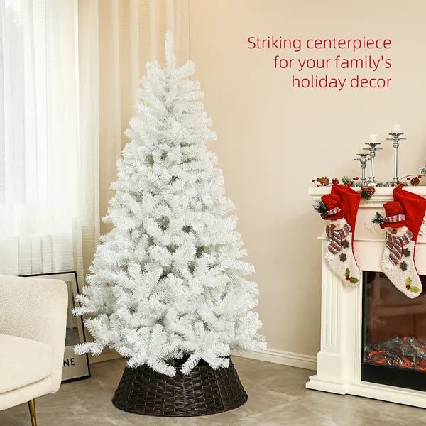 HOMCOM 6 Ft Unlit Artificial White Christmas Tree, Holiday Decor with 1000 Branch Tips, Auto Open and Steel Base - product image 4