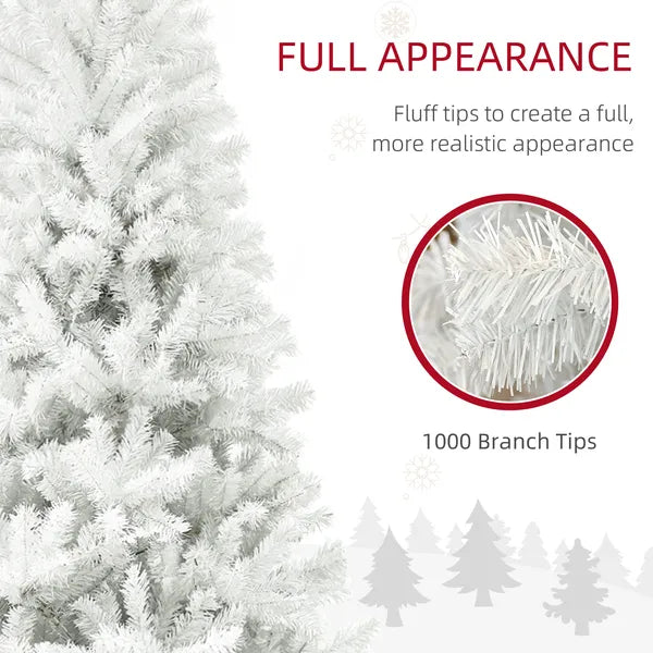 HOMCOM 6 Ft Unlit Artificial White Christmas Tree, Holiday Decor with 1000 Branch Tips, Auto Open and Steel Base - product image 5