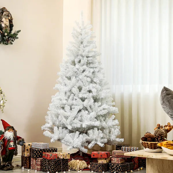 HOMCOM 6 Ft Unlit Artificial White Christmas Tree, Holiday Decor with 1000 Branch Tips, Auto Open and Steel Base - product image 10