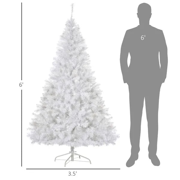 6ft White Christmas Tree Pre Lit PVC with Metal Stand 250 Warm White LED 1000 Tips for Home Decoration - product image 3