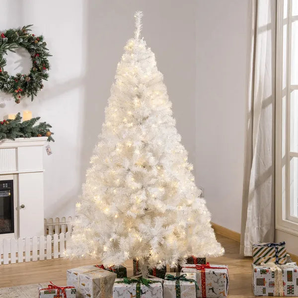 6ft White Christmas Tree Pre Lit PVC with Metal Stand 250 Warm White LED 1000 Tips for Home Decoration - product image 10