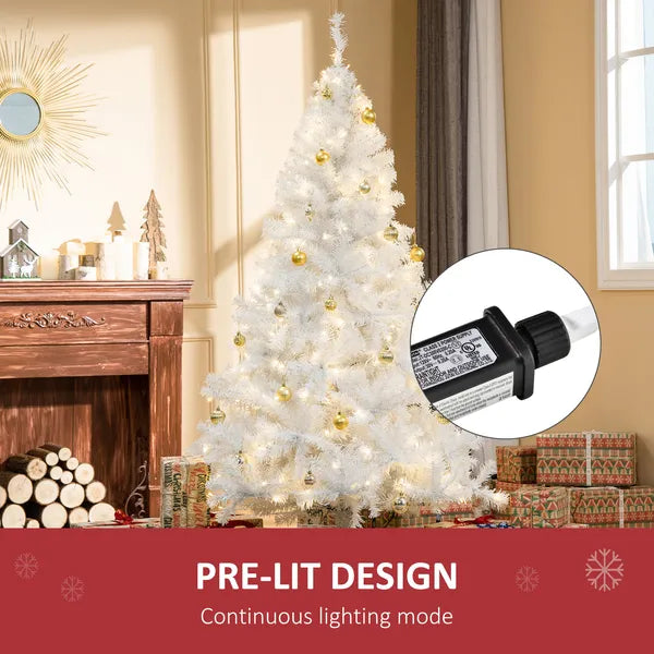 6ft White Christmas Tree Pre Lit PVC with Metal Stand 250 Warm White LED 1000 Tips for Home Decoration - product image 5
