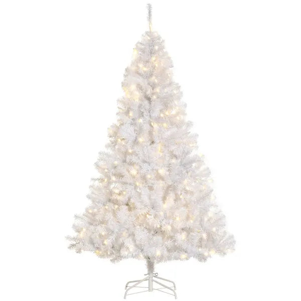 6ft White Christmas Tree Pre Lit PVC with Metal Stand 250 Warm White LED 1000 Tips for Home Decoration - product image 1