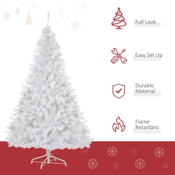 6ft White Christmas Tree Pre Lit PVC with Metal Stand 250 Warm White LED 1000 Tips for Home Decoration - product image 4