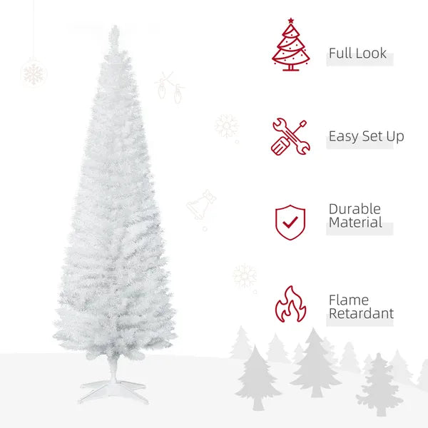 HOMCOM 6 Ft Slim Artificial Christmas Tree with 390 Tips and Plastic Base White - product image 4