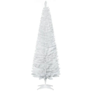HOMCOM 6 Ft Slim Artificial Christmas Tree with 390 Tips and Plastic Base White - product image 1