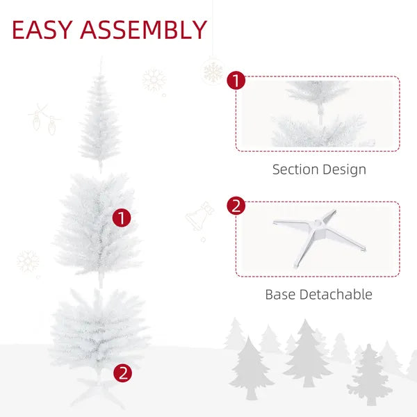HOMCOM 6 Ft Slim Artificial Christmas Tree with 390 Tips and Plastic Base White - product image 7